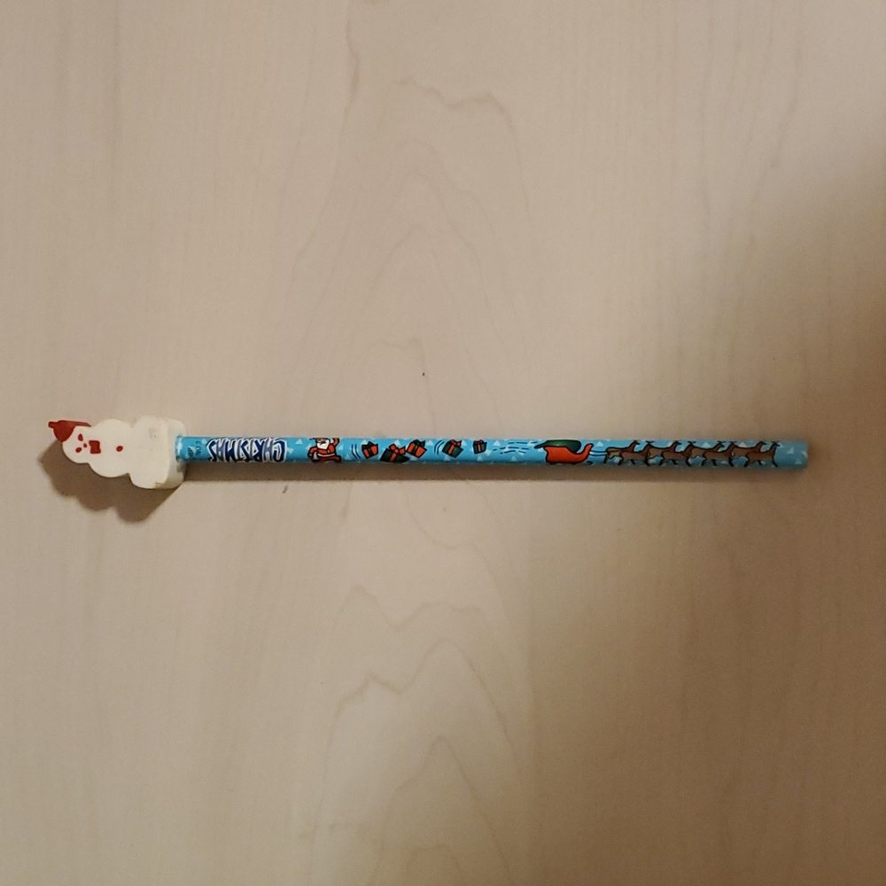 Christmas Pencil with a White and Red Snowman Eraser